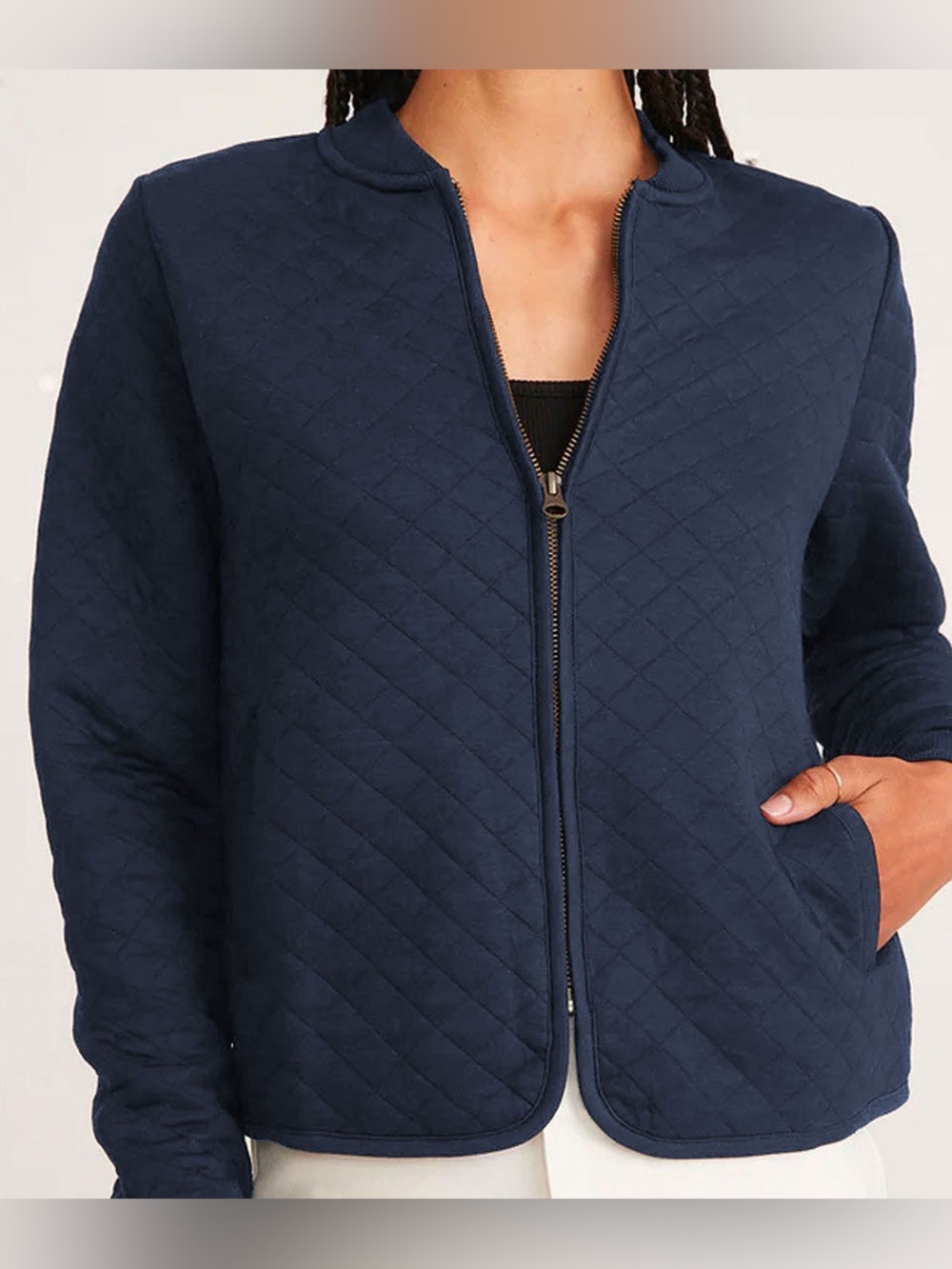 Marine Layer Corbet Quilted Bomber Jacket Blue Large